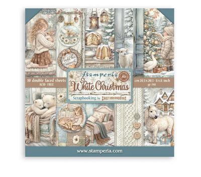 Stamperia - White Christmas 8x8  Scrapbooking Paper Pad 10 Sheets