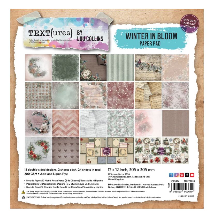 Text{ures} By Lou Collins - Winter In Bloom 12x12 Paper Pad