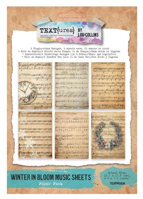 Text{ures} By Lou Collins - Winter In Bloom 5x7 Music Sheet Paper Pack
