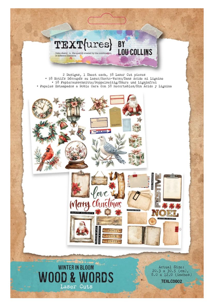 Text{ures} By Lou Collins - Winter In Bloom Wood &amp; Words Laser Cuts