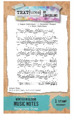 Text{ures} By Lou Collins - Winter In Bloom Music Notes 4x6 Clear Stamp