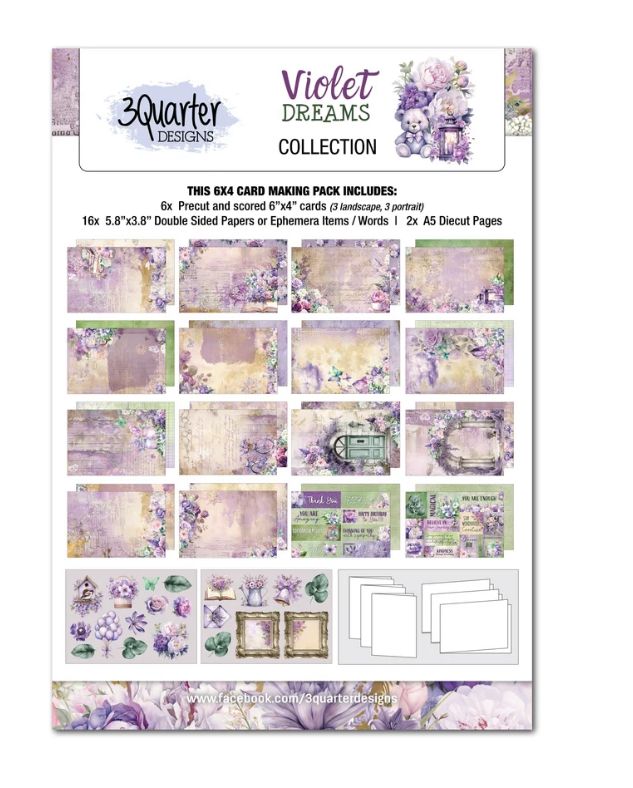 3Quarter Designs - Violet Dreams 6x4 Card Pack