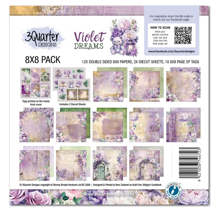 3Quarter Designs - Violet Dreams 8x8 Paper Pack &amp; Diecuts