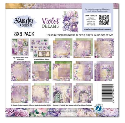 3Quarter Designs - Violet Dreams 8x8 Paper Pack &amp; Diecuts