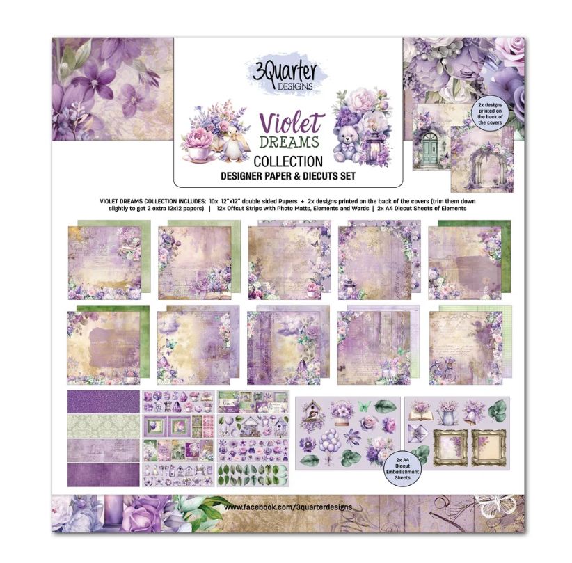 3Quarter Designs - Violet Dreams 12x12 Designer Paper &amp; Diecuts Set