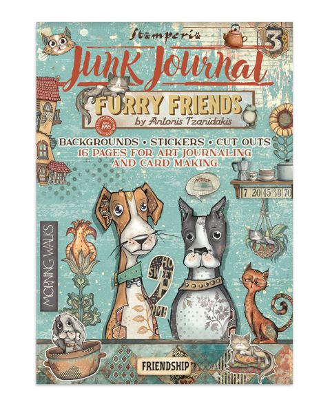 Stamperia -  Furry Friends Junk Journal Backgrounds, Cutouts &amp; Stickers