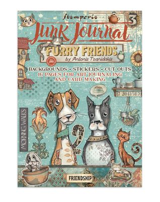 Stamperia -  Furry Friends Junk Journal Backgrounds, Cutouts &amp; Stickers