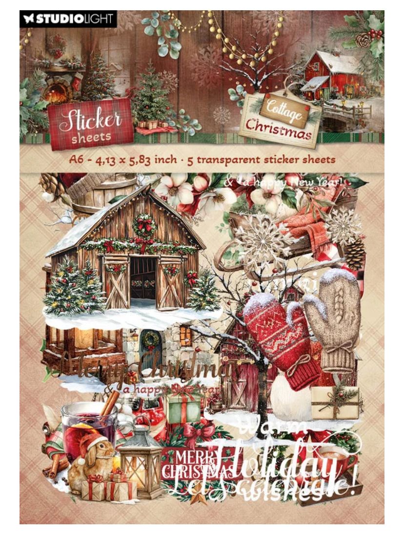 Studio Light - Cottage Christmas Transparent Stickers, Elements &amp; Texts 5 Sheets