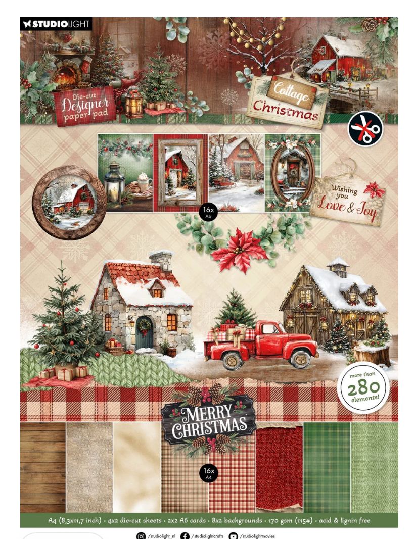 Studio Light - Cottage Christmas DIY Designer Paper Pad 28 Sheets
