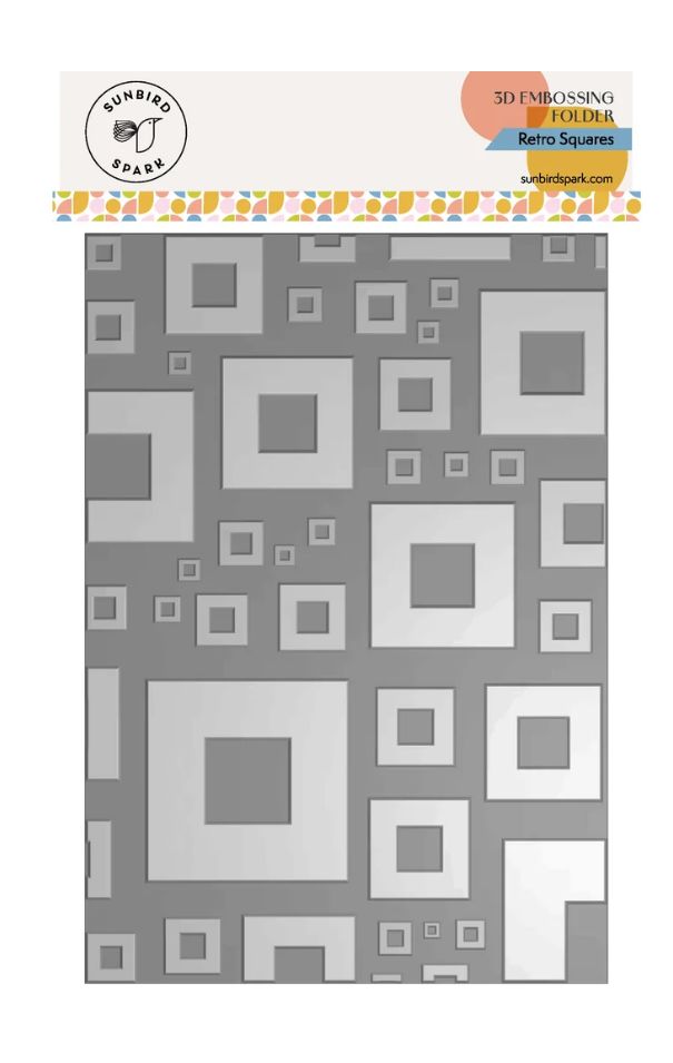 Sunbird Spark - Retro Square 3D Embossing Folder 1pc