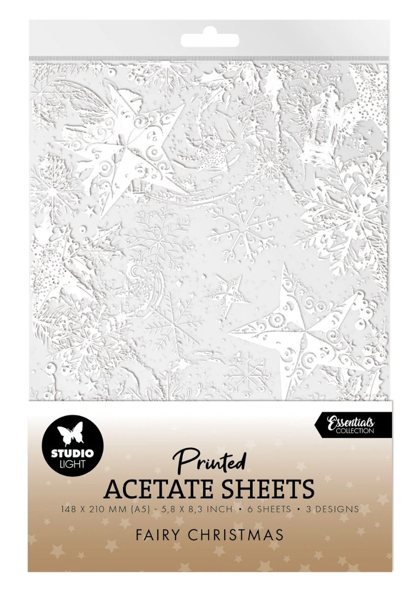 Studio Light - Essentials, Acetate Sheets Snow, Fairies &amp; Stars 6 Sheets