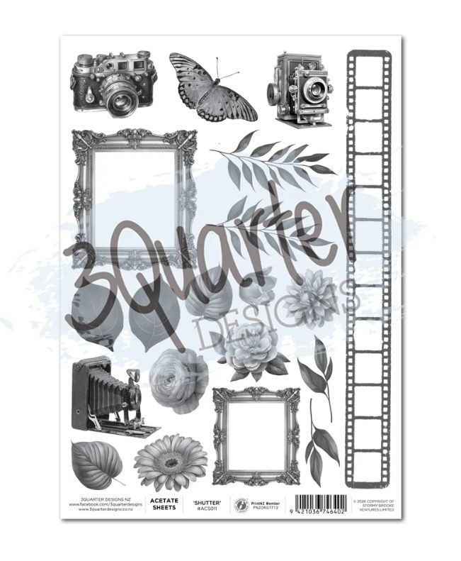 3Quarter Designs - Shutter Glam A4 Acetate Single Sheet