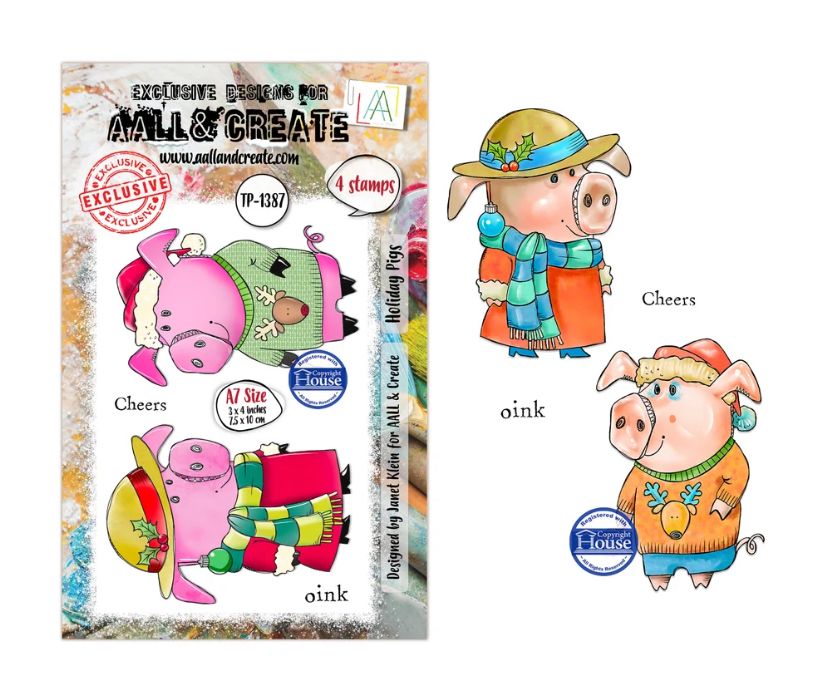AALL&amp;CREATE - A7 Stamp Set, Holiday Pigs