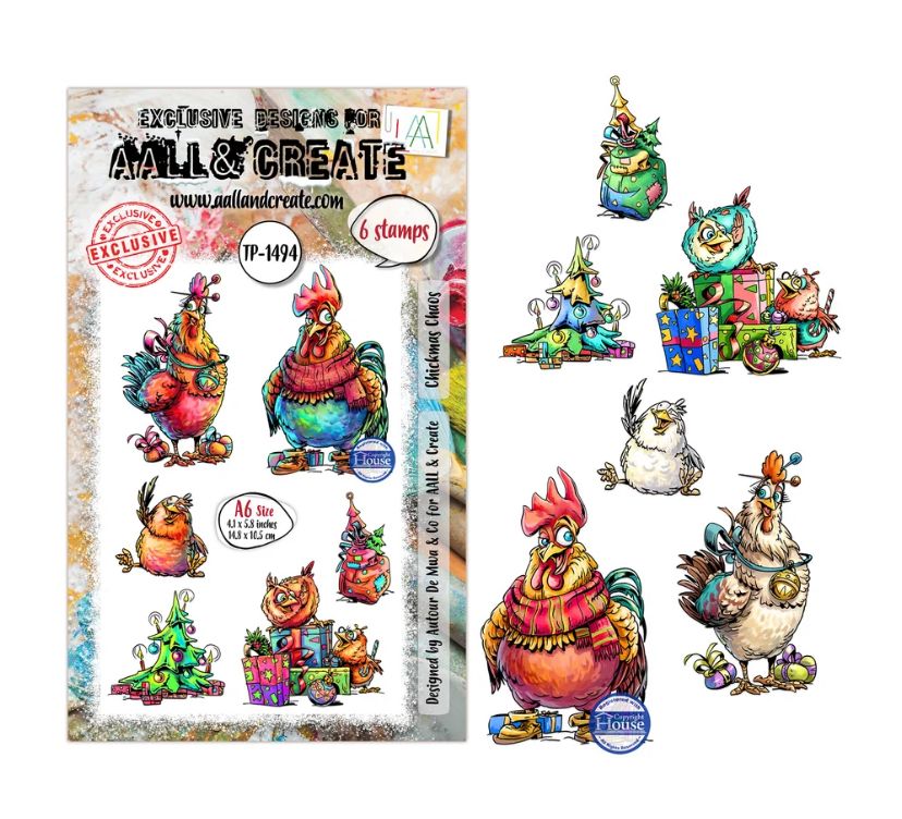 AALL&amp;CREATE - A6 Stamp Set, Chickmas Chaos