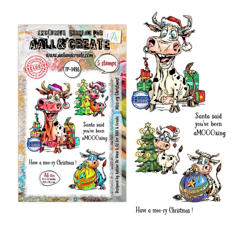 AALL&amp;CREATE - A6 Stamp Set, Moo-ry Christmas