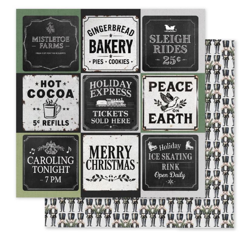 Paper Rose - 12x12 Single Sheet  Mistletoe Market Basic A
