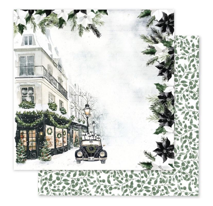 Paper Rose - 12x12 Single Sheet  Mistletoe Market D