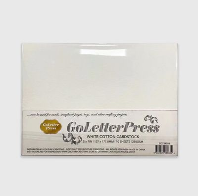 Couture Creations - GoLetterPress Cotton Card Stock 10 Sheets