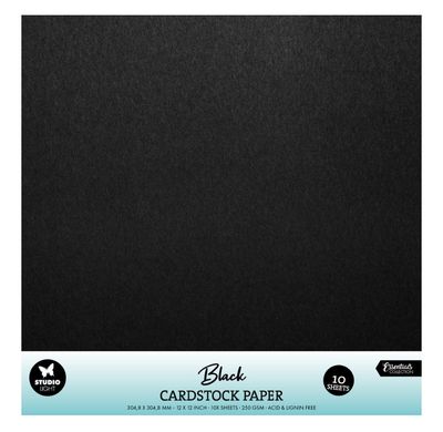 SL Essentials - 12x12 Black Cardstock Paper Pack 250gsm 10 Sheets