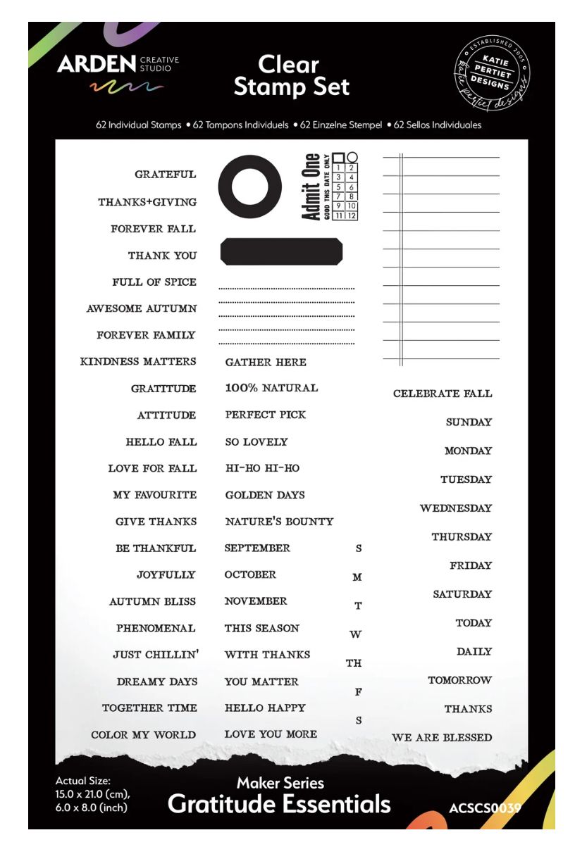 Arden Creative Studio - Maker Series Gratitude Essentials 6x8 Clear Stamp