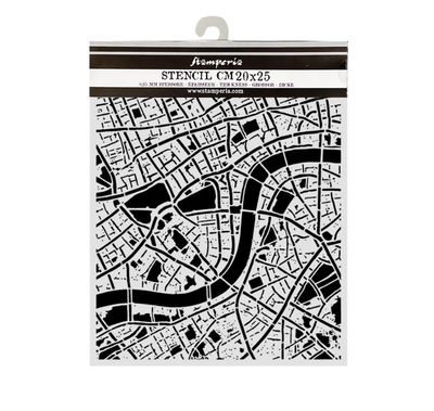 Stamperia - Our Way Street Map Stencil 20cmx25cm