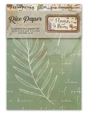 Stamperia - Flowers And Poems A6 Printed Rice Paper Backgrounds