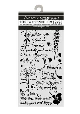 Stamperia - Flowers And Poems Flowers &amp; Writings Cut Laser Stencil 12cmx25cm