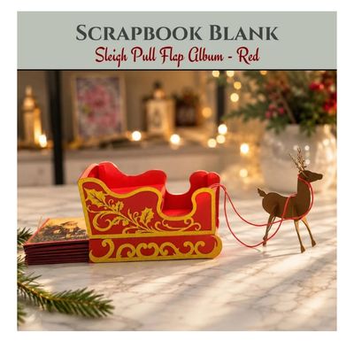 Craftreat - Sleigh Pull Flap Scrapbook Album Blank, Red