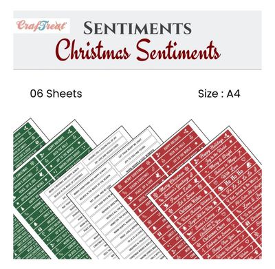 Craftreat - Christmas Sentiment Sheets 6 Designs Multi Colour