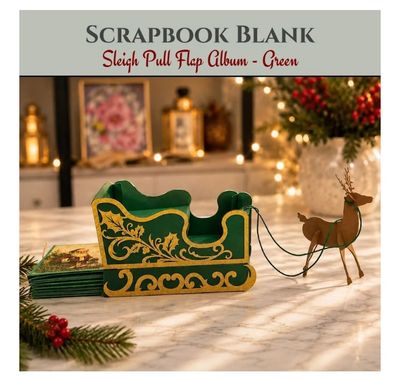 Craftreat - Sleigh Pull Flap Scrapbook Album Blank, Green