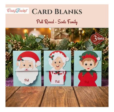 Craftreat -  Pull Reveal Santa  Family Cards Blanks 3pcs