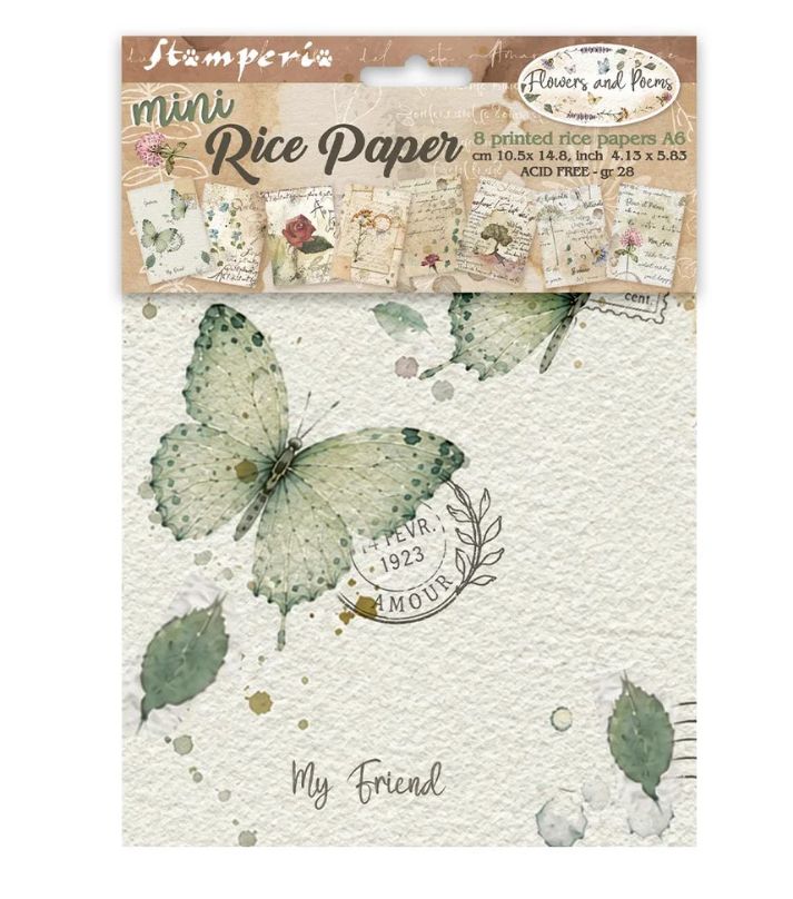 Stamperia - Flowers And Poems Mini A6 Rice Paper