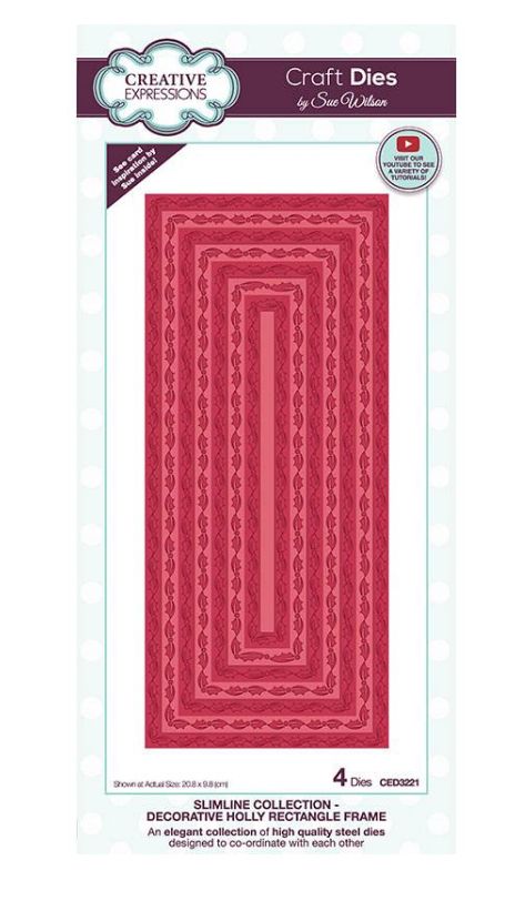 Sue Wilson - Decorative Holly Rectangle Frame Cutting Die