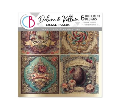 Ciao Bella - Chocolate Wanderlust Deluxe Paper Gold &amp; Vellum Dual Mixed 6/Pkg