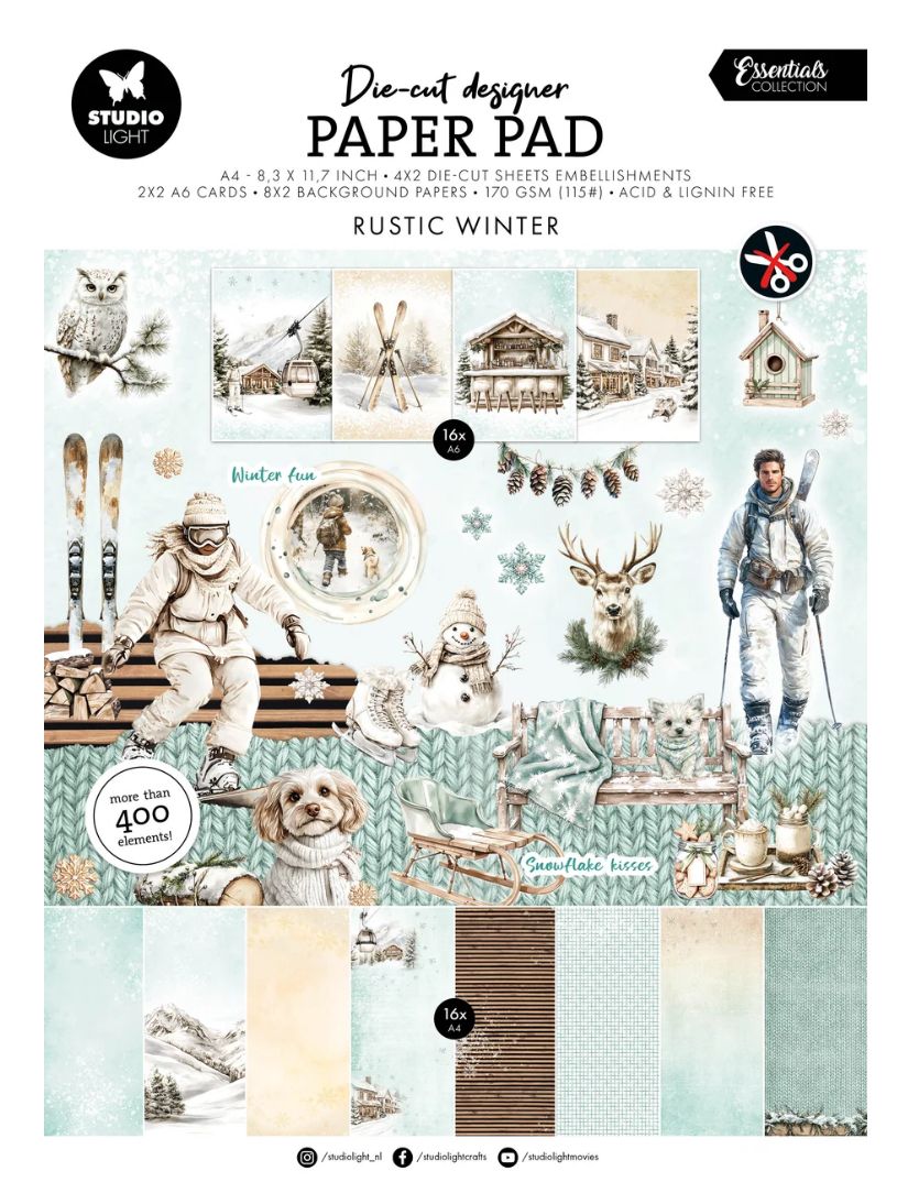 SL Essentials  - Rustic Winter Die Cut Paper Pad 28 Sheets