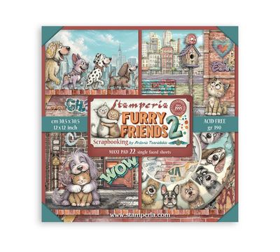 Stamperia - Furry Frienda 2 12x12 Maxi Pad 22 Single Sided Sheets