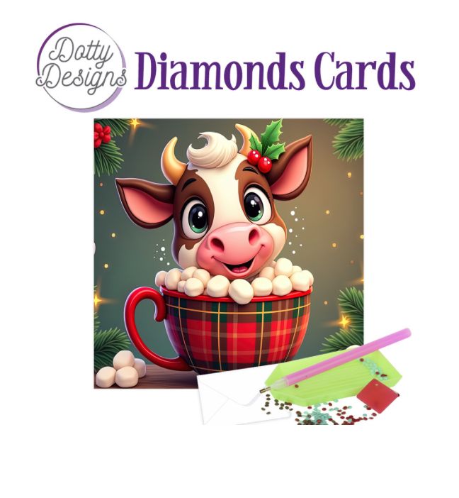 Find It Trading - Cow With Mug, Dotty Designs Diamond Card Kit