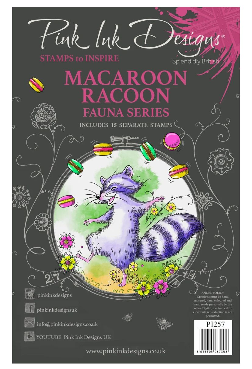 Pink Ink Designs - Macaroon Racoon Stamp Set 15pcs