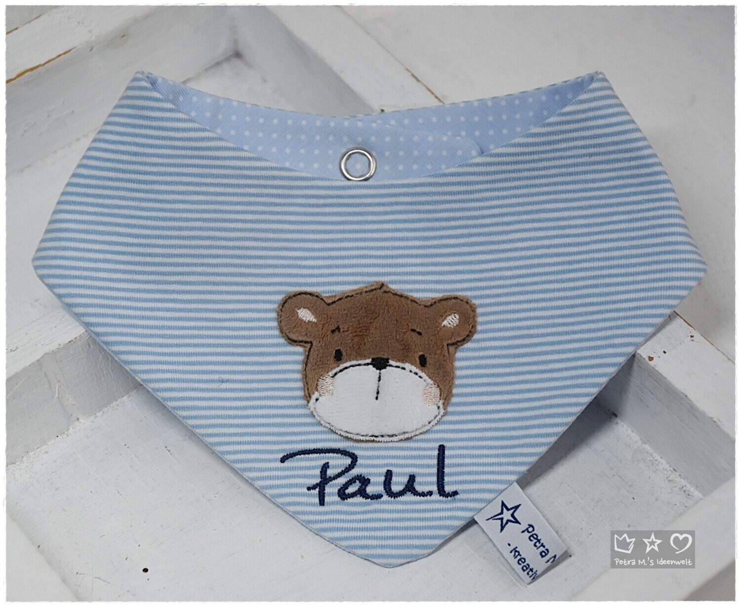 Dreieckstuch 'Bär Emil', personalisierbar