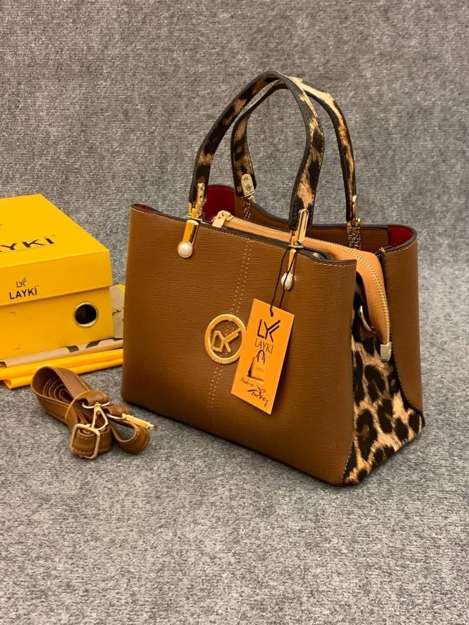 Matte Satin Leather Patterned Comfortable Women Hand Bag - Brown