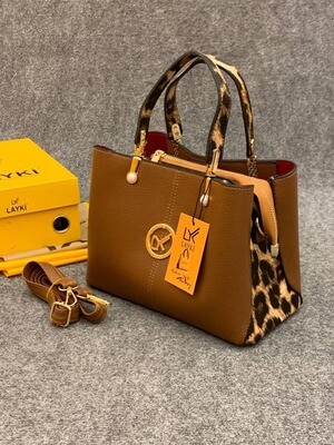 Matte Satin Leather Patterned Comfortable Women Hand Bag - Brown