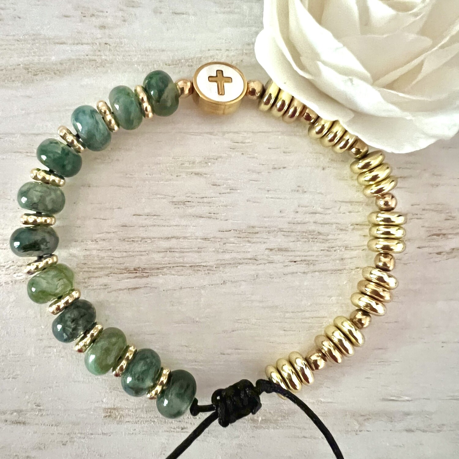 Green Agate Rondel Bracelet