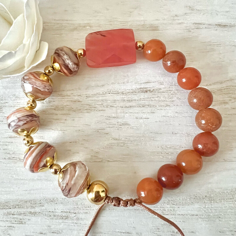 Natural Stone and Crystal Bracelet