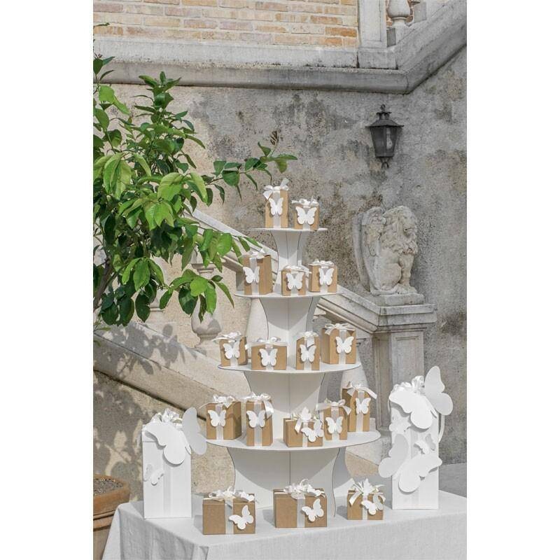 Alzata 4 Piani Cartoncino Bianco