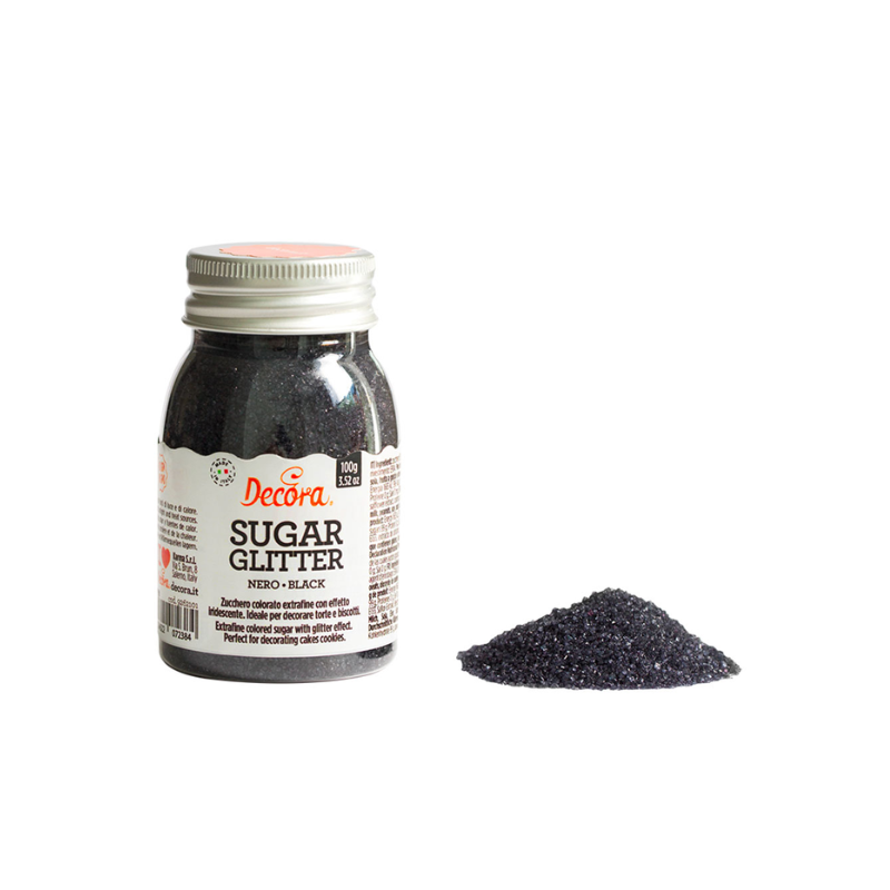 Zucchero Glitterato Colore Nero 100 Grammi