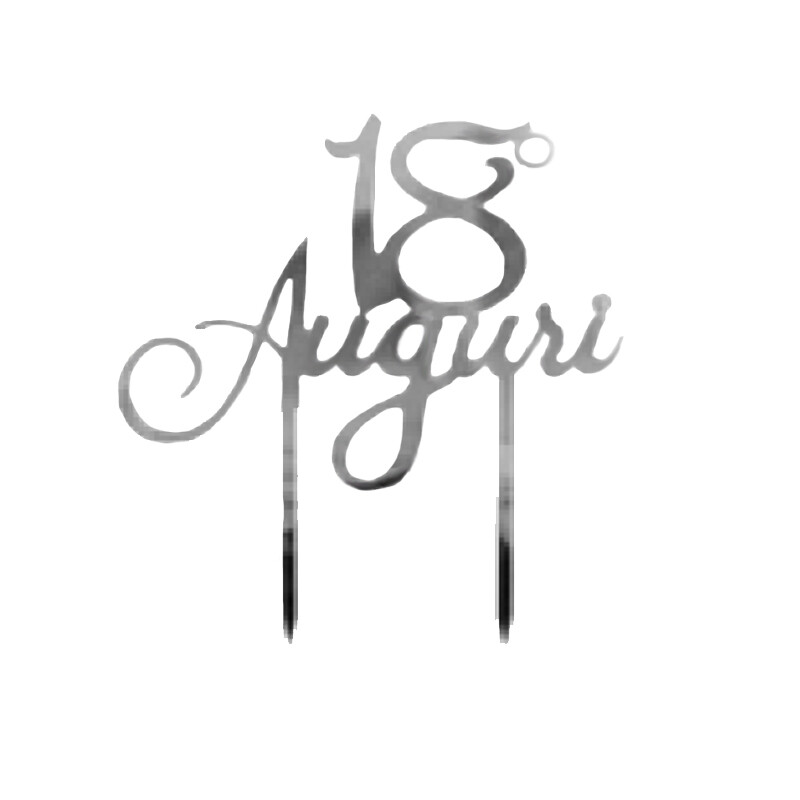 Topper Plexiglass 18° Auguri, Colore: Argento