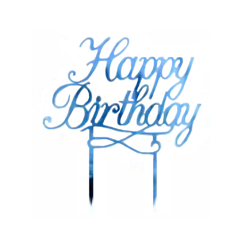 Topper Plexiglass Happy Birthday, Colore: Blu