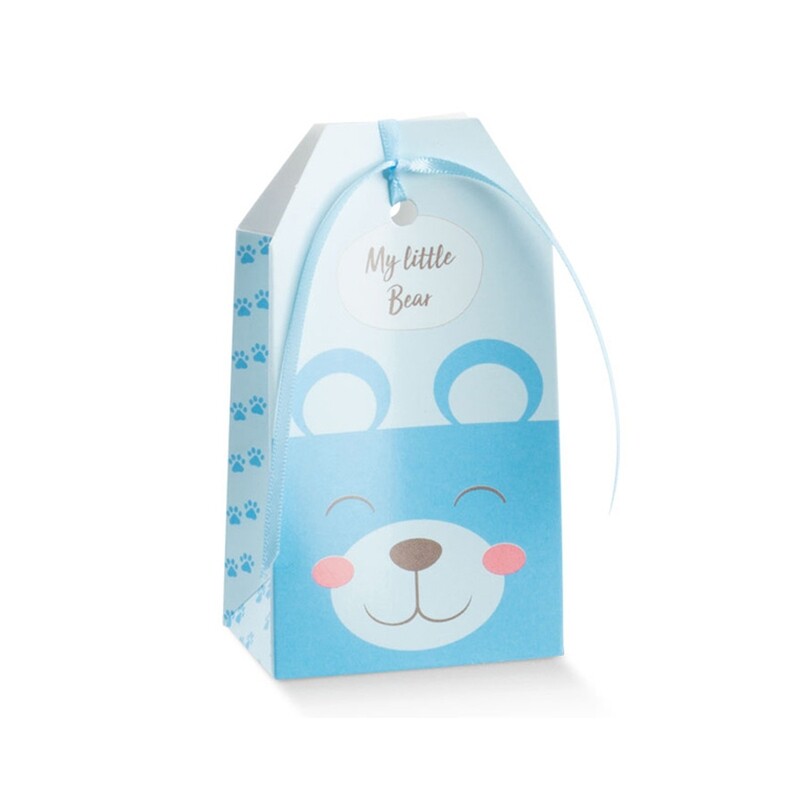 Scatola Portaconfetti Orso Azzurro Blister da 10 Pezzi .