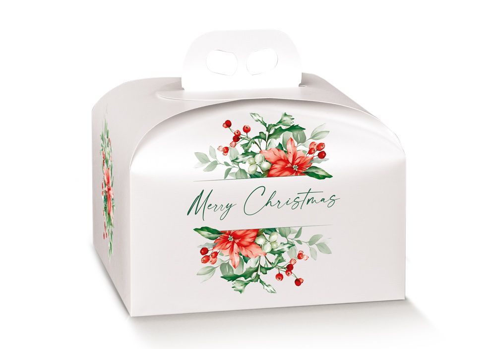 Scatola Panettone Basso "Christmas Floreal"