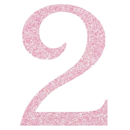Topper Glitter Numero 2 H 10 cm, COLORI: Rosa